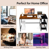 1.4m Computer Table Desk Book Storage Student Study Home Office Workstation Vintage Oak Finish V255-SIDEBOOKDESK-1.4