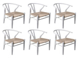 Levede 6x Dining Chairs Wooden Hans White CH1041-2-WHX3