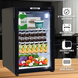 Kolner 70L Mini Bar Fridge Glass Door Beverage Cooler Wine Drinks Refrigerator FDG-YGE-BC-70L
