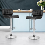 Artiss 2x Bar Stools Gas Lift Leather Padded Stool Black BA-TW-4059-BKX2