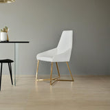 SET OF 4 Dining Chair White PVC Dining Chair Gold Criss Cross Legs V195-11347-DCWT-GD4