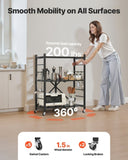 VEVOR 3-Tier Foldable Storage Shelf with Wheels 76 x 33 x 91 cm Metal Shelving V952-YDKZDHJHS3C1P6WN0001V0