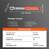 VEVOR Torque Wrench Adjustable Torque Wrench 1/4" Drive 20-200in.lb/2.3-23Nm V952-DJSNLBSKDSSZN4391V0