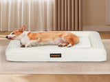 Pawz L Size Orthopedic Dog Bed with Corduroy Removable Cover Waterproof Washable Beige PT1276-L-WH