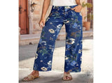 Floral Print Wide Leg Pants for Women Trendy Mid Rise Boho Ankle Cute Jeans Light S V1369-AZ3-W-11560