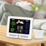 Indoor Outdoor Weather Station Color LCD Atomic Clock Barometer Forecast Dual Alarm Snooze Calendar V1232-CPQXZ002