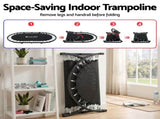 Everfit 56-Inch Foldable Fitness Trampoline Indoor Rebounder Adjustable Handrail TRAMPO-TD-FOLD56-OVL-BL