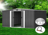 Giantz Garden Shed 2.58x3.14M w/Metal Base Sheds Outdoor Storage Workshop Shelter Sliding Door SHED-GAB-10X8X6-BS-ABC