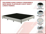 Palermo King Single Ensemble Bed Base Platinum Light Grey Linen Fabric V63-823231
