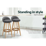 Artiss 4x Bar Stools Padded Linen Wooden Grey BENT-C-9004H-GYX4