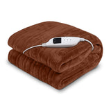 Laura Hill Electric Heated Blanket Throw Soft Coral Fleece w/ 9 Heat Settings - Brown THRG-KH-BRN