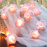50 Pink Rose 3D Fairy Lights 5M LONG String, Battery Indoor & Outdoor Decorations Wedding V382-PINKROSEBATT50