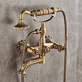 Bathtub Faucet with Handheld Shower Antique Brass Wall-Mounted Multifunctional Mixer Tap, Hot & V1107-113-05005-BRO-C