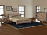 4 Pieces Bedroom Suite Queen Size Silver Brush in Acacia Wood Construction Bed, Bedside Table & V43-BDS-SSH-4PC-TBY-Q