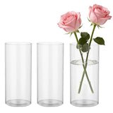 3PCS Acrylic Cylinders, 3.9" x 7.9" Clears for Centerpieces, Unbreakable Elegant Flower V1369-AZ3-W-08813