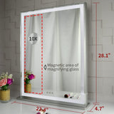 10x Magnification Mirror with Smart Touch Control and 3 Colors Dimmable Light for Bathroom and V178-30001