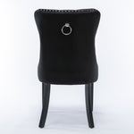 2x Velvet Dining Chairs Upholstered Tufted Kithcen Chair with Solid Wood Legs Stud Trim and V226-SW8801BK