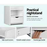 Artiss Bedside Table 1 Drawer with Shelf - FARA White FURNI-C-BS-TOGO-WH