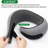 Dark Gray Velcro Tape Memory Foam U-Shaped Neck Pillow - Snail Travel Cushion for Airplane, Office V888-ELOSUNG13349