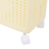 Laundry Hamper Creamy White PP Foldable Laundry Basket with Wheels for Dirty Clothes L V1294-YM0901-3117250020911