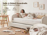 Artiss King Single Daybed Velvet Trundle Bed Frame Tufted Guest Bed BFRAME-G-BELLA-KS-WH-ABC