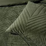 Bianca Navarro Olive Soft Velvet Geometric Quilt Cover Set King V442-BCA-QUILTCS-NAVARRO-OLIVE-KI