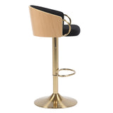 JENSEN GOLD GAS LIFT BAR STOOL V742-JY3034YBLACK