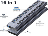 ACASIS HS-716MG USB 3.2 Gen2 10Gbps 12V/8A 16 Port USB-A On/Off Switch with AC Power Adapter for V28-ELEACAHS716MG