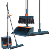 Foldable Broom and Dustpan Set Blue Sturdy and Reliable 1Set V1192-AZ-W-21057