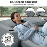 Sarantino Hoffman Linen Sofa Bed with Cushions & Cup Holders Airforce Blue SOFA-YGG-7004-LNN-BLU