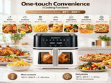 Devanti 8L Air Fryer BBQ Grill 2-in-1 Flip 1650W Touch Control Oil Free White AF-K-H-8L-WH