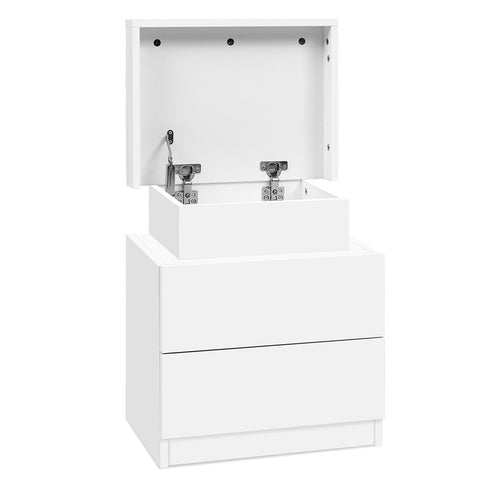 Artiss Bedside Table 2 Drawers Lift-up Storage - COLEY White FURNI-O-BS-02-WH