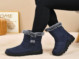 Women's Faux-Fur Trimmed Snow Boots - Blue - Size 10 V1102-M-DRESS-6680-BLUE-10AU10EU38
