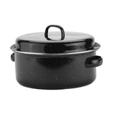 24cm Black Enamel Roasting Pan with Lid - Household Cooking Pot for Home Kitchen Use V1366-AZ2-W-20297