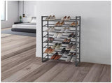 Set of 2 Black Matte Stackable Shoe Rack, 8-Tier Vertical Tower, Grey LSB-68983