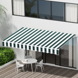 Instahut Retractable Folding Arm Awning Manual Sunshade 3Mx2.5M Green White AWN-B-ARM-30X25-GNWH