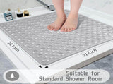 Square Non-Slip Mat with Suction Cups and Drain Holes, Soft Machine-Washable Bathtub Mat for V1189-LC-AMZ-00301