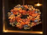 Christmas decorative wreath45 cm in diameter, adorned with Yellow pumpkins, pinecones, and maple V888-ELOSUNG56815