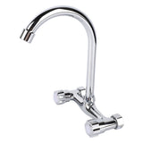 Wall Mount Kitchen Stainless Steel Smooth Surface 2 Handles Faucet Kitchen Faucet for Home V1294-YM0901-3118230146311