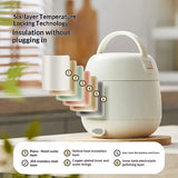 Portable Electric Lunch Box 65&degC Constant Rapid Heating, 304 Stainless Steel Removable Inner V1232-JRWCH-001