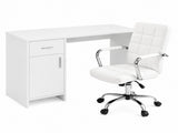 Artiss Office Desk and Chair Set 100cm Computer Desk PU Leather Office Chair FURNI-DESK100-5901-WH