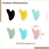 30PCS Facial Massage Set, Heart Shaped Resin Massage Boards in 6 Colors, Face and Body Massage V1192-AZ-W-18366