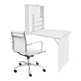 Artiss Computer Desk Office Chair Set PU Leather Wall Mount Foldable Table White DESK-WALL-8147-WH