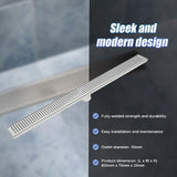 800mm Bathroom Shower Stainless Steel Grate Drain w/Centre outlet Floor Waste V63-832801