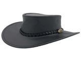 Jacaru Swagman Leather Outback Hat Wide Brim - Black V563-1003-BLACK-XL