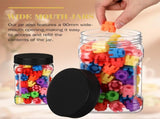 6 Pcs Square Clear Plastic Jars with Pinch Handle Plastic Storage Container with Screw-on Lids V1258-DP02-C-302