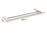 Bathroom Polish Chrome Square Towel Rail Rack 600mm Double Hanger Holder Bar V1233-8700360CR