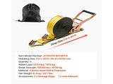Ratchet Straps, 50.8 mm x 9.1 m, Heavy Duty Tie Down Straps with Double J Hook, 4536 kg Break V952-SJGJLD2X304JSMY7Z001V0