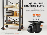 Leveling Casters, Set of 4, 1000 kg Total Load Capacity, 63.5 mm, 360 Degree Swivel Caster Wheels, V767-VVR-DJJLBSDJPBS4EN0Q3V0