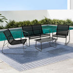 Gardeon Outdoor Sofa Set Lounge Setting Textilene Table and Chairs Garden Patio Furniture ODF-4PC-SOFA-TXL-J-BK